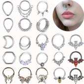 Leptir prsten za piercing nosa Prsten za piercing nosne pregrade Titanijski čelik Nariz piercing ušne hrskavice Tragus Goth piercing Nez Opal