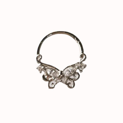 Leptir prsten za piercing nosa Prsten za piercing nosne pregrade Titanijski čelik Nariz piercing ušne hrskavice Tragus Goth piercing Nez Opal