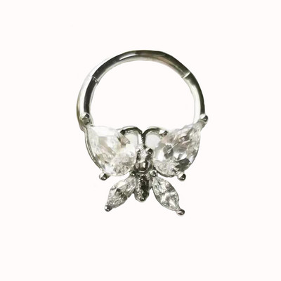 Leptir prsten za piercing nosa Prsten za piercing nosne pregrade Titanijski čelik Nariz piercing ušne hrskavice Tragus Goth piercing Nez Opal