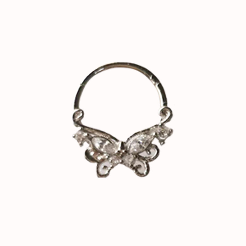 Leptir prsten za piercing nosa Prsten za piercing nosne pregrade Titanijski čelik Nariz piercing ušne hrskavice Tragus Goth piercing Nez Opal