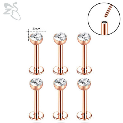 ZS 6-15 kom/lot Plug-in Style 316L nehrđajući čelik Piercing za usne Labret CZ Crystal Threadless Helix Conch Monroe piercing 6-12 MM