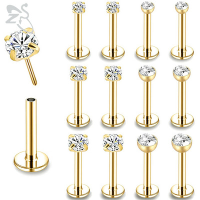 ZS 6-15 kom/lot Plug-in Style 316L nehrđajući čelik Piercing za usne Labret CZ Crystal Threadless Helix Conch Monroe piercing 6-12 MM