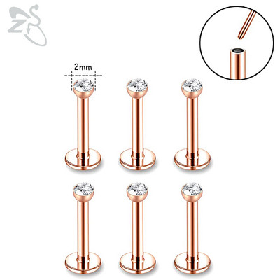 ZS 6-15 kom/lot Plug-in Style 316L nehrđajući čelik Piercing za usne Labret CZ Crystal Threadless Helix Conch Monroe piercing 6-12 MM