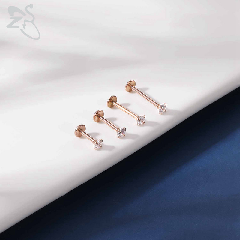 ZS 6-15 kom/lot Plug-in Style 316L nehrđajući čelik Piercing za usne Labret CZ Crystal Threadless Helix Conch Monroe piercing 6-12 MM