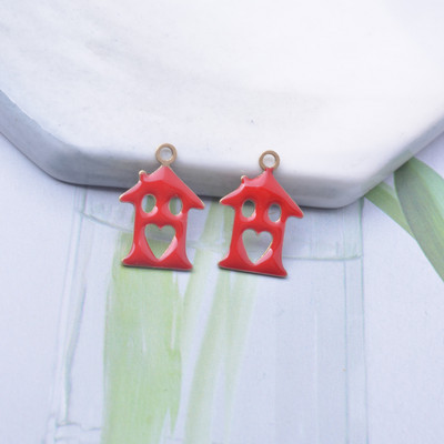 30 komada bakrenih obostrano emajliranih čarolija za ljubavnu kuću Ljubičasti emajl Mali privjesak DIY Ogrlica, narukvica Dodaci Veleprodaja