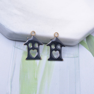 30 komada bakrenih obostrano emajliranih čarolija za ljubavnu kuću Ljubičasti emajl Mali privjesak DIY Ogrlica, narukvica Dodaci Veleprodaja