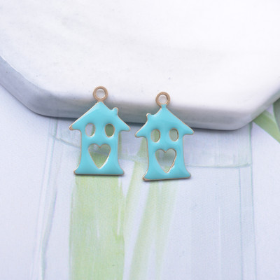 30 komada bakrenih obostrano emajliranih čarolija za ljubavnu kuću Ljubičasti emajl Mali privjesak DIY Ogrlica, narukvica Dodaci Veleprodaja