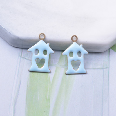 30 komada bakrenih obostrano emajliranih čarolija za ljubavnu kuću Ljubičasti emajl Mali privjesak DIY Ogrlica, narukvica Dodaci Veleprodaja
