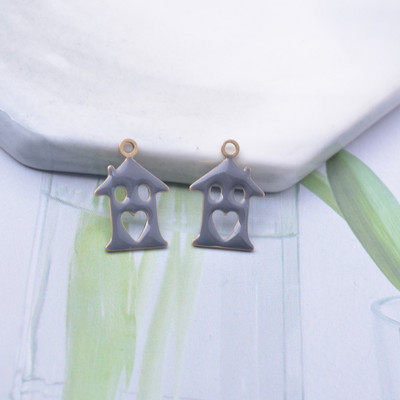 30 komada bakrenih obostrano emajliranih čarolija za ljubavnu kuću Ljubičasti emajl Mali privjesak DIY Ogrlica, narukvica Dodaci Veleprodaja