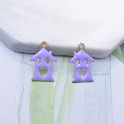 30 komada bakrenih obostrano emajliranih čarolija za ljubavnu kuću Ljubičasti emajl Mali privjesak DIY Ogrlica, narukvica Dodaci Veleprodaja