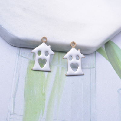 30 komada bakrenih obostrano emajliranih čarolija za ljubavnu kuću Ljubičasti emajl Mali privjesak DIY Ogrlica, narukvica Dodaci Veleprodaja