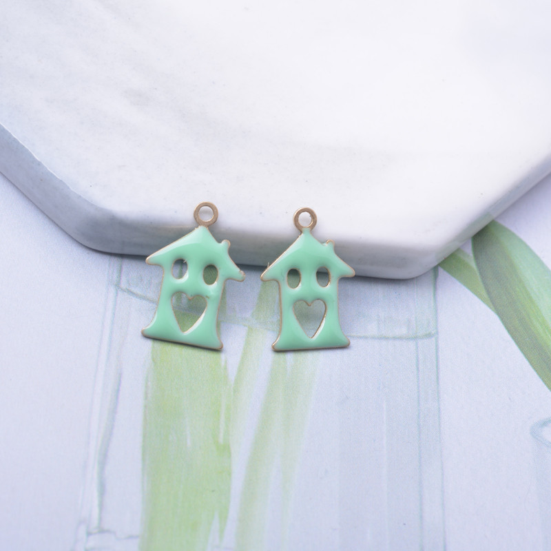 30 komada bakrenih obostrano emajliranih čarolija za ljubavnu kuću Ljubičasti emajl Mali privjesak DIY Ogrlica, narukvica Dodaci Veleprodaja