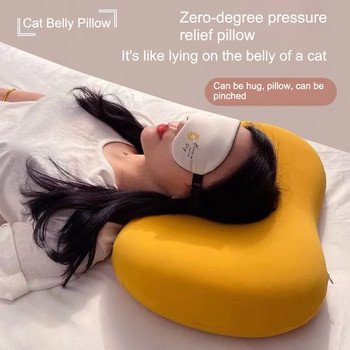 Cat Belly Pillow Μαλακό μαξιλάρι αφρού μνήμης Αυχενικό μαξιλάρι Προστασία για άνεση ύπνου Ορθοπεδικό μαξιλάρι Αργή αναπήδηση αυχένα Υγεία