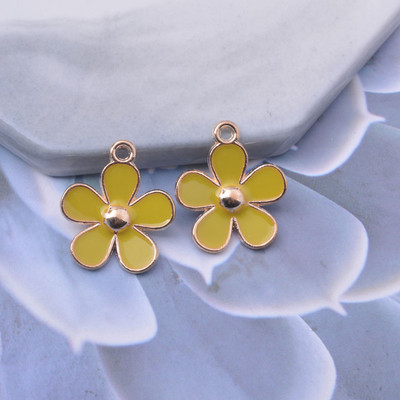 10gab sakausējuma zelta krāsas ziedu emaljas piekariņi auskaru kaklarotam auskaru kulonam