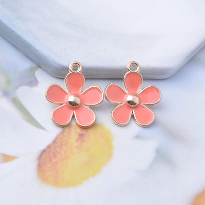 10gab sakausējuma zelta krāsas ziedu emaljas piekariņi auskaru kaklarotam auskaru kulonam