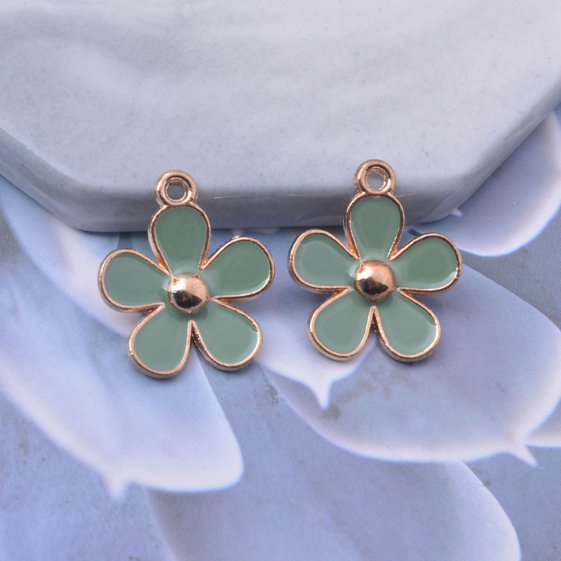 10gab sakausējuma zelta krāsas ziedu emaljas piekariņi auskaru kaklarotam auskaru kulonam