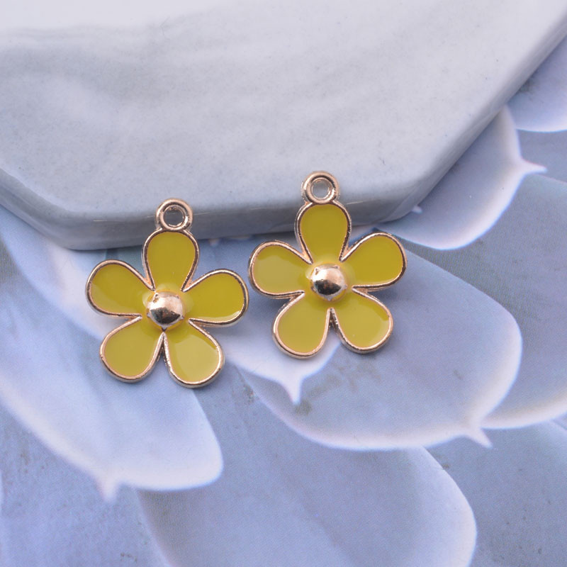 10gab sakausējuma zelta krāsas ziedu emaljas piekariņi auskaru kaklarotam auskaru kulonam