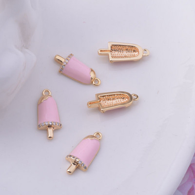 4gab 14*6mm varš Augstas kvalitātes zelta cirkona saldējums Emaljēts saldējums Piekariņi Rokassprādzes Aksesuāri Auskaru atradumi