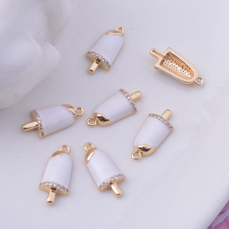 4gab 14*6mm varš Augstas kvalitātes zelta cirkona saldējums Emaljēts saldējums Piekariņi Rokassprādzes Aksesuāri Auskaru atradumi