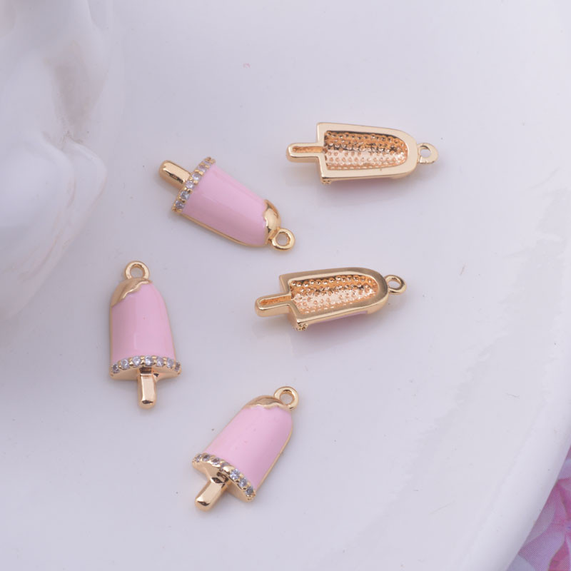 4gab 14*6mm varš Augstas kvalitātes zelta cirkona saldējums Emaljēts saldējums Piekariņi Rokassprādzes Aksesuāri Auskaru atradumi