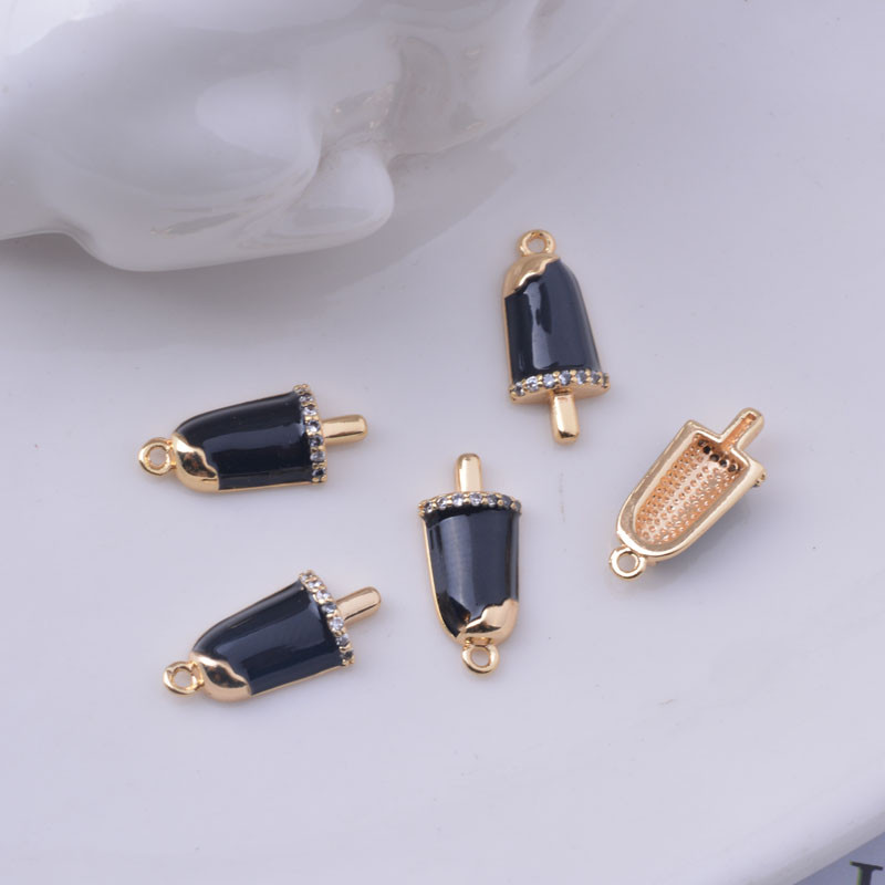 4gab 14*6mm varš Augstas kvalitātes zelta cirkona saldējums Emaljēts saldējums Piekariņi Rokassprādzes Aksesuāri Auskaru atradumi