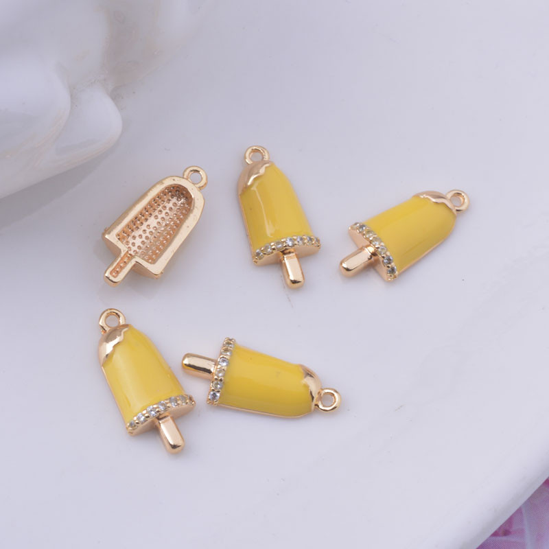 4gab 14*6mm varš Augstas kvalitātes zelta cirkona saldējums Emaljēts saldējums Piekariņi Rokassprādzes Aksesuāri Auskaru atradumi