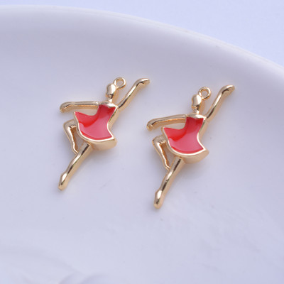 20 komada bakreno zlatne boje visoke kvalitete emajl plesačica šarm kaplje ulje balet lutka privjesak DIY nakit izrada ogrlice