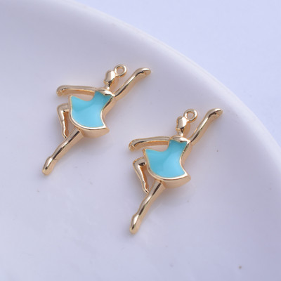 20 komada bakreno zlatne boje visoke kvalitete emajl plesačica šarm kaplje ulje balet lutka privjesak DIY nakit izrada ogrlice