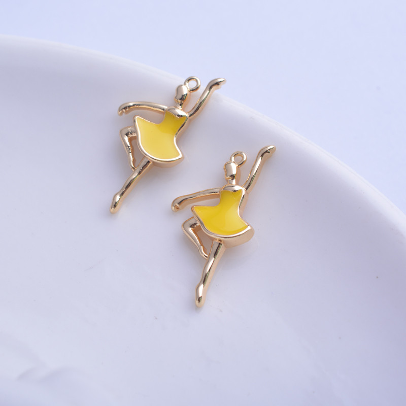 20 komada bakreno zlatne boje visoke kvalitete emajl plesačica šarm kaplje ulje balet lutka privjesak DIY nakit izrada ogrlice