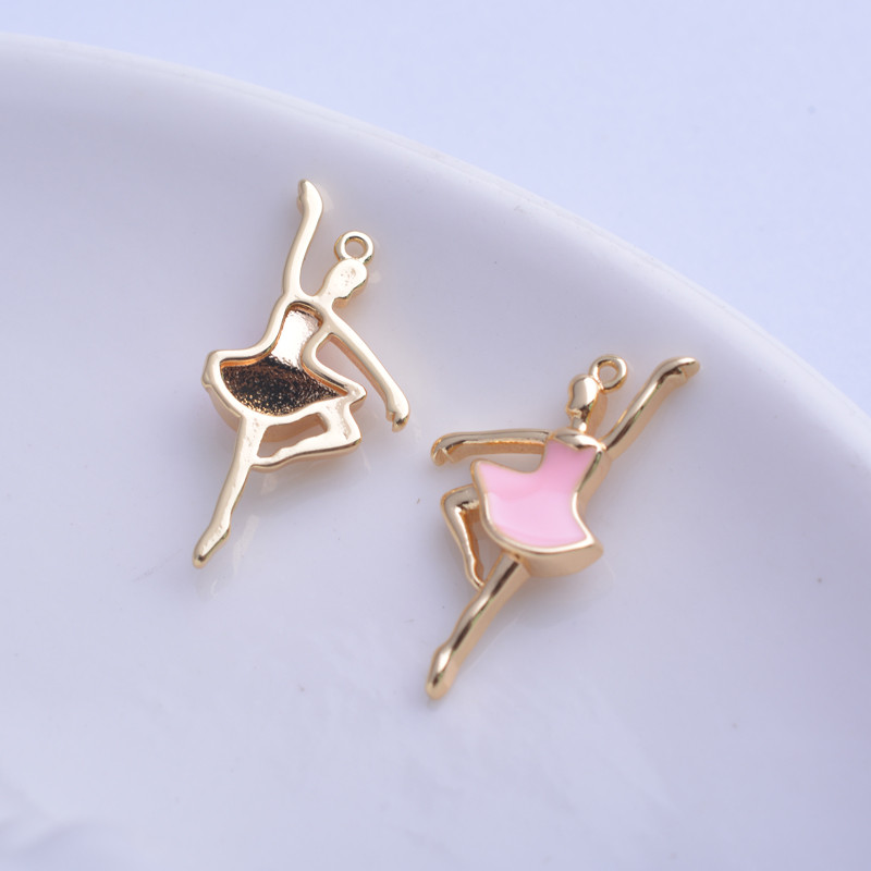 20 komada bakreno zlatne boje visoke kvalitete emajl plesačica šarm kaplje ulje balet lutka privjesak DIY nakit izrada ogrlice