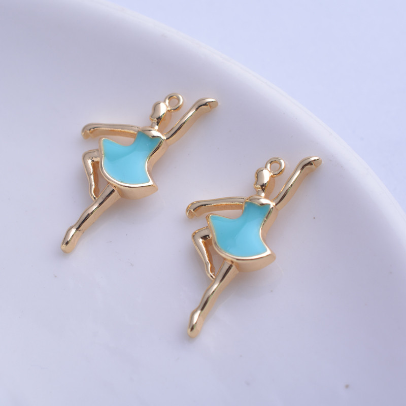 20 komada bakreno zlatne boje visoke kvalitete emajl plesačica šarm kaplje ulje balet lutka privjesak DIY nakit izrada ogrlice