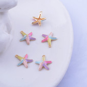 6 komada 13*14 mm šareni bakreni emajl Morske zvijezde privjesci visoke kvalitete zlatne boje životinjski privjesak za ogrlicu s naušnicama za djevojčice