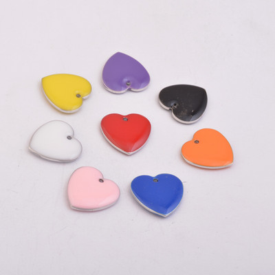 30gab 10*16mm emaljēti vizuļi sirdis piekariņi varš Divpusēji atspoles Sudraba krāsas sirds kulons Nesatur niķeli un Svinu