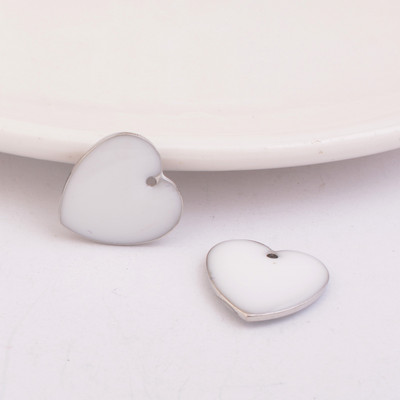 30gab 10*16mm emaljēti vizuļi sirdis piekariņi varš Divpusēji atspoles Sudraba krāsas sirds kulons Nesatur niķeli un Svinu