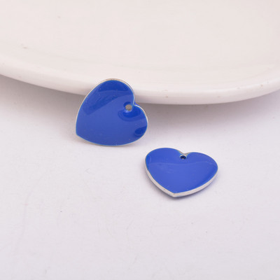 30gab 10*16mm emaljēti vizuļi sirdis piekariņi varš Divpusēji atspoles Sudraba krāsas sirds kulons Nesatur niķeli un Svinu