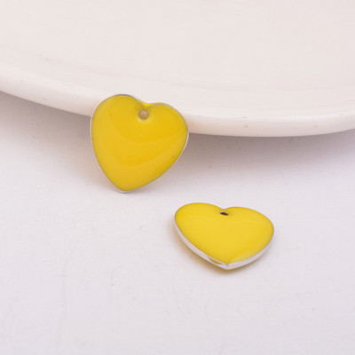 30gab 10*16mm emaljēti vizuļi sirdis piekariņi varš Divpusēji atspoles Sudraba krāsas sirds kulons Nesatur niķeli un Svinu