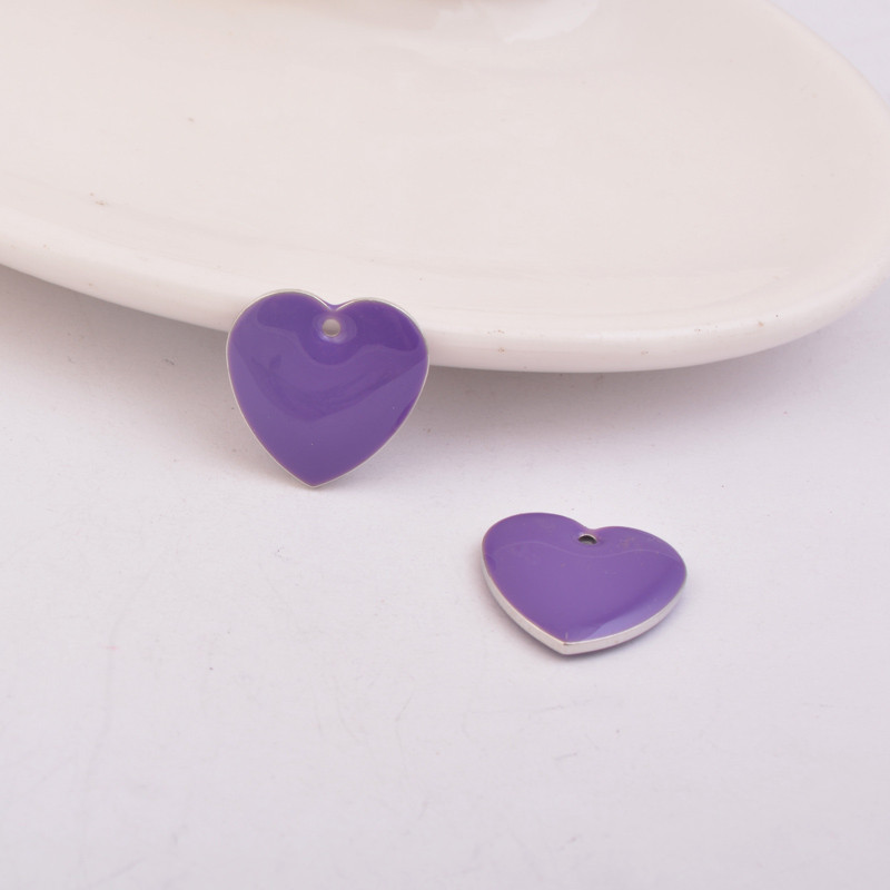 30gab 10*16mm emaljēti vizuļi sirdis piekariņi varš Divpusēji atspoles Sudraba krāsas sirds kulons Nesatur niķeli un Svinu