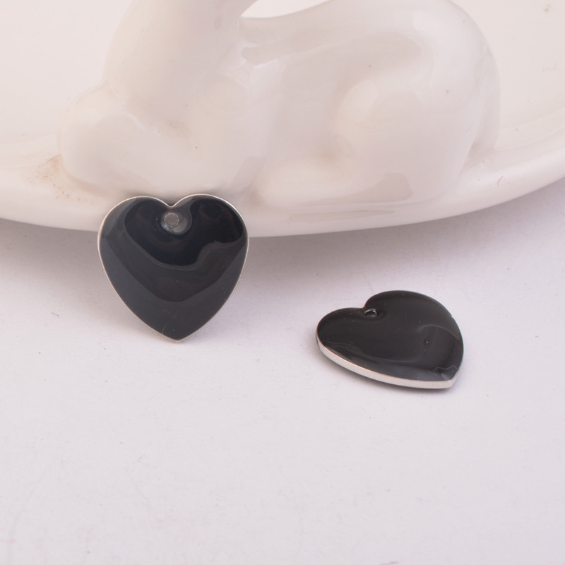 30gab 10*16mm emaljēti vizuļi sirdis piekariņi varš Divpusēji atspoles Sudraba krāsas sirds kulons Nesatur niķeli un Svinu