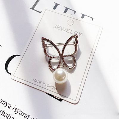 Srebrna boja za sprječavanje provirivanja, biserni broševi za žene, modni slatki cvijet, leptir, ovratnik za grudi, nakit na veliko