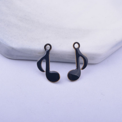 30gab 15*9mm vara abās pusēs emaljētas pukstošās notis piekariņi Mūzikas notis kulons DIY rotaslietu izgatavošana
