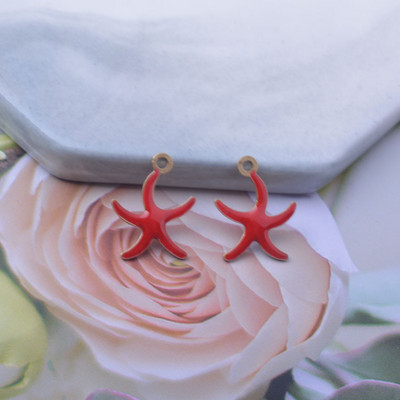 30gab 16*12mm vara abās pusēs emaljētas jūras zvaigznes piekariņi rokassprādzes aksesuāri auskaru atradumi