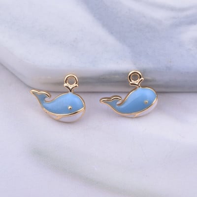 10 τμχ 9*11mm σμάλτο Mini whale Charms Χαλκός Υψηλής ποιότητας Χρυσό Χρώμα Orcas Animals Μικρό μενταγιόν Diy Κατασκευή κοσμημάτων