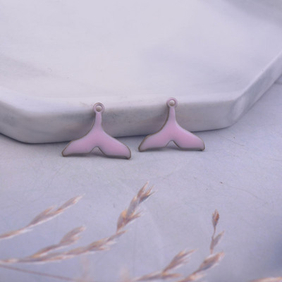 30gab 9*12mm Abām virsmām emaljas zivs astes piekariņi vara emaljas kulons DIY rotaslietu izgatavošana