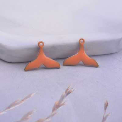 30gab 9*12mm Abām virsmām emaljas zivs astes piekariņi vara emaljas kulons DIY rotaslietu izgatavošana