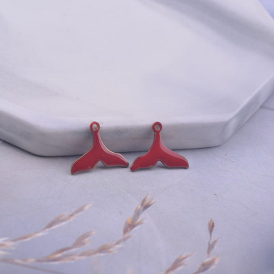 30gab 9*12mm Abām virsmām emaljas zivs astes piekariņi vara emaljas kulons DIY rotaslietu izgatavošana