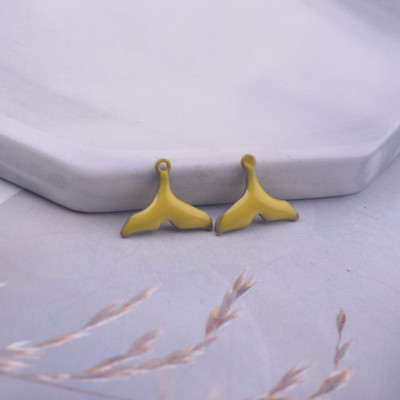 30gab 9*12mm Abām virsmām emaljas zivs astes piekariņi vara emaljas kulons DIY rotaslietu izgatavošana