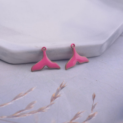 30gab 9*12mm Abām virsmām emaljas zivs astes piekariņi vara emaljas kulons DIY rotaslietu izgatavošana