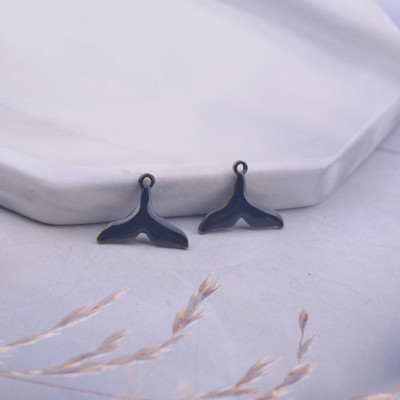 30gab 9*12mm Abām virsmām emaljas zivs astes piekariņi vara emaljas kulons DIY rotaslietu izgatavošana