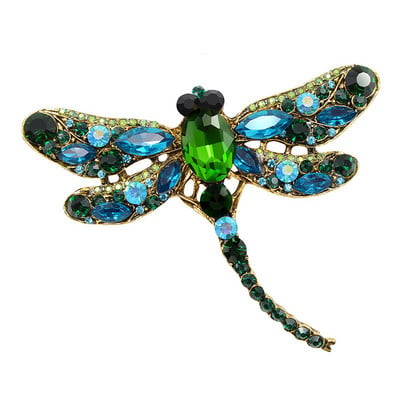 CINDY XIANG Broșe cu libelule vintage de cristal pentru femei Broșă mare cu insecte Pin Accesorii pentru haine pentru rochie Bijuterii drăguțe