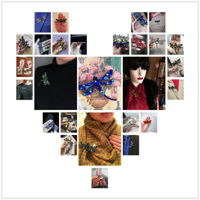 CINDY XIANG Crystal Vintage Dragonfly Broševi za žene Veliki insekti Broš Igla Modni dodaci za kaput Slatki nakit